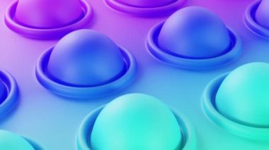 Kabarcık renkli geometrik arka plan. Stres önleyici oyuncak patlat. Basit gamzeler, duyusal hareketler, parmaklar yuvarlak. Çocukların iyi motor becerileri, stres atımları yumuşak toplar, 3D animasyon