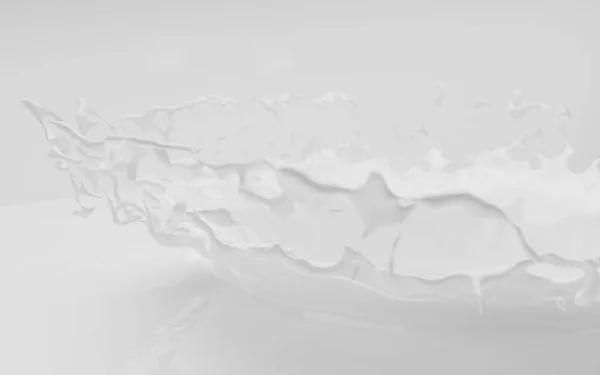 Salpicadura de leche y verter. Textura de fondo líquido blanco con corona lechosa o remolino redondo. Derrame realista producto lácteo natural, yogur o crema con gotas, plantilla de diseño de embalaje 3d ilustración —  Fotos de Stock