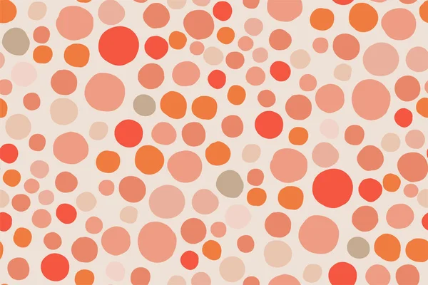 Abstraktes Nahtloses Muster Mit Kreisen Einer Trendigen Farbpalette Koralle Orange — Stockvektor