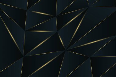 Geometrik premium tasarım 3D çokgen arka plan minimalist tarzda. Çokgen lüks vektör duvar kağıtları altın çizgili üçgen şekiller. Gerçekçi gölgesi olan üçgen düşük-polyester arkaplan.