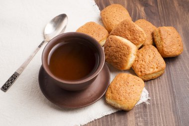 Çay kurabiye bisküvi ile kare kupa