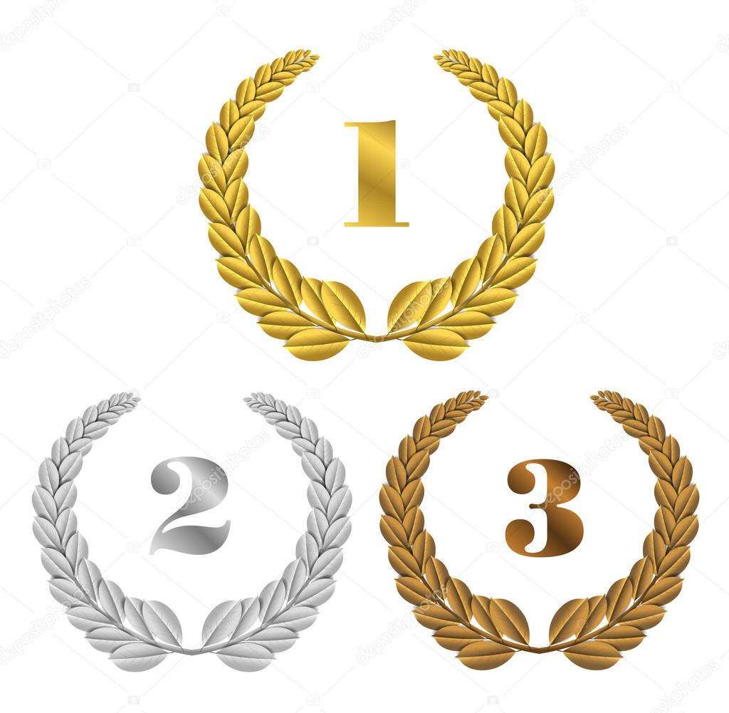 Set of vector gold, silver and bronze symbols places