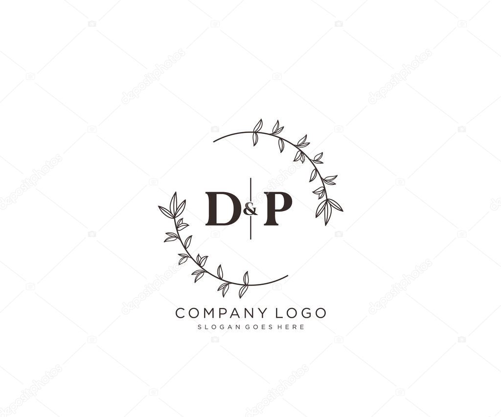 DP letters Beautiful floral feminine editable premade monoline logo suitable for spa salon skin hair beauty boutique and cosmetic company.