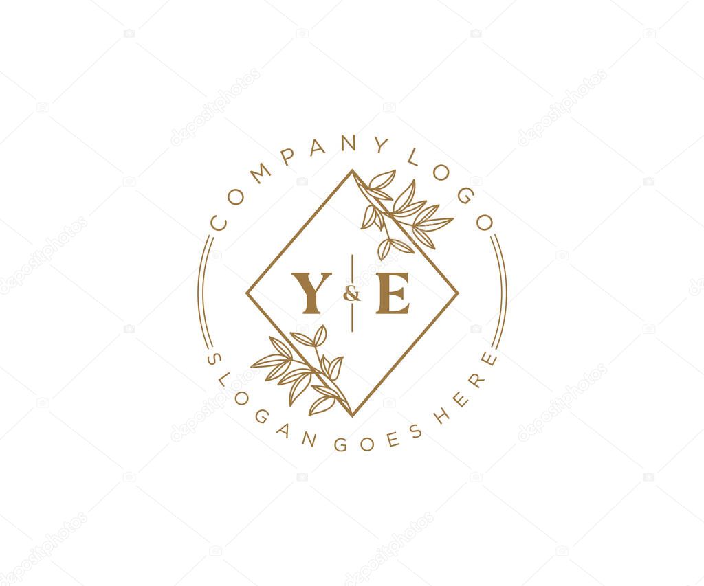 YE letters Beautiful floral feminine editable premade monoline logo suitable for spa salon skin hair beauty boutique and cosmetic company.