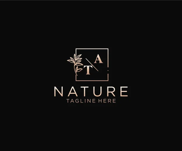 Letters Beautiful Floral Feminine Editable Premade Monoline Logo Suitable Luxury — Stock Vector