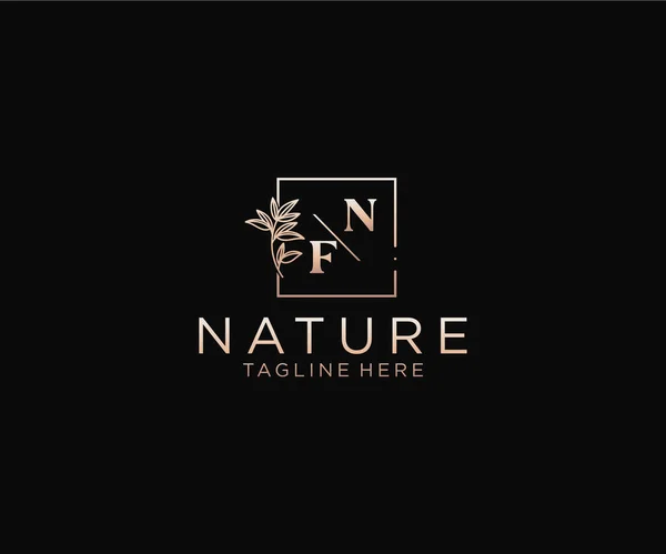 Γράμματα Beautiful Floral Feminine Editable Premade Monoline Logo Suitable Luxury — Διανυσματικό Αρχείο