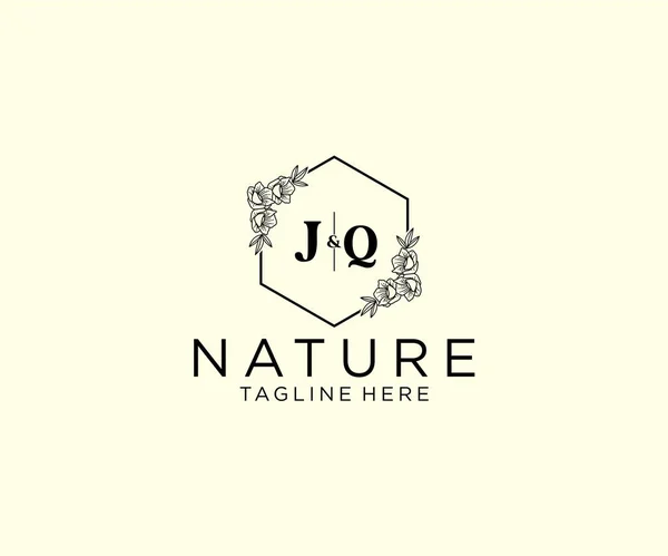 Γράμματα Botanical Feminine Logo Template Floral Editable Premade Monoline Logo — Διανυσματικό Αρχείο