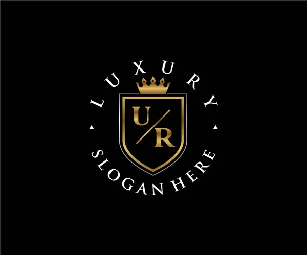 Ur字母Royal Luxury标志模板 用于餐馆 皇家酒店 精品店 咖啡店 Heraldic 时装和其他矢量插图的矢量艺术 — 图库矢量图片