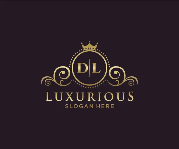 Dl字母Royal Luxury标志模板 用于餐馆 皇家酒店 精品店 咖啡店 Heraldic 时装和其他矢量插图的矢量艺术 — 图库矢量图片