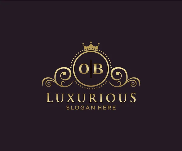 Ob字母Royal Luxury标志模板 用于餐馆 皇家酒店 精品店 咖啡店 希尔迪奇酒店 时装和其他矢量插图的矢量艺术 — 图库矢量图片