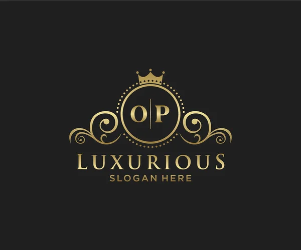 Levél Royal Luxury Logo Sablon Vektor Művészet Étterem Royalty Boutique — Stock Vector