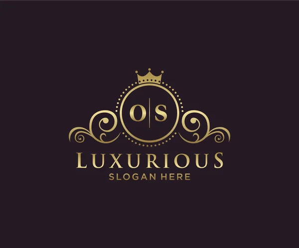 Os字母Royal Luxury标志模板 用于餐馆 皇家酒店 精品店 咖啡店 Heraldic 时装和其他矢量插图的矢量艺术 — 图库矢量图片