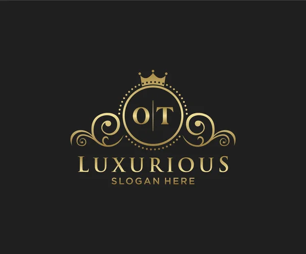 Royal Luxury Logo模板 用于餐馆 皇家酒店 精品店 咖啡店 Heraldic 时装和其他矢量插图的矢量艺术 — 图库矢量图片