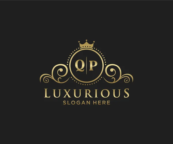 Levél Royal Luxury Logo Sablon Vektor Művészet Étterem Royalty Boutique — Stock Vector