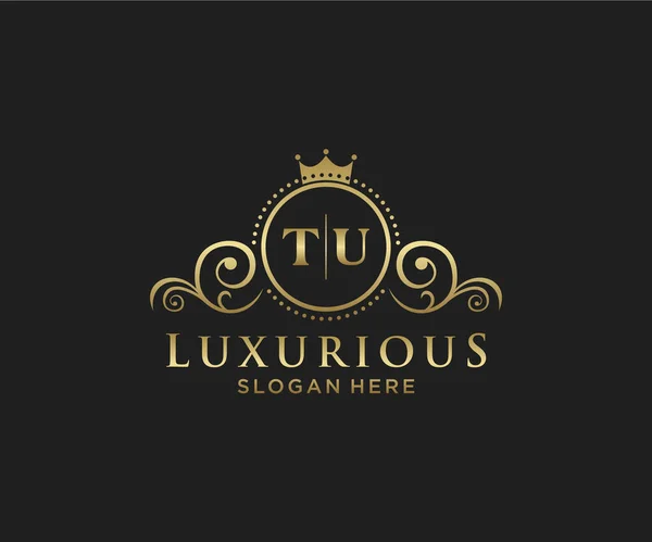 Levél Royal Luxury Logo Sablon Vektor Művészet Étterem Royalty Boutique — Stock Vector