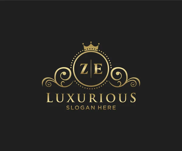 Ze字母Royal Luxury标志模板 用于餐馆 皇家酒店 精品店 咖啡店 希尔迪奇酒店 时装和其他矢量插图的矢量艺术 — 图库矢量图片