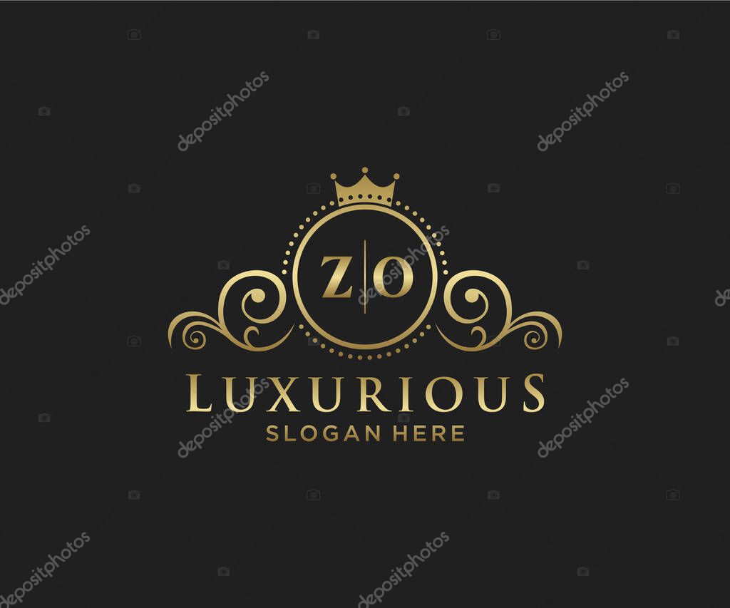 ZO Letter Royal Luxury Logo template in vector art for Restaurant, Royalty, Boutique, Cafe, Hotel, Heraldic, Jewelry, Fashion and other vector illustration.