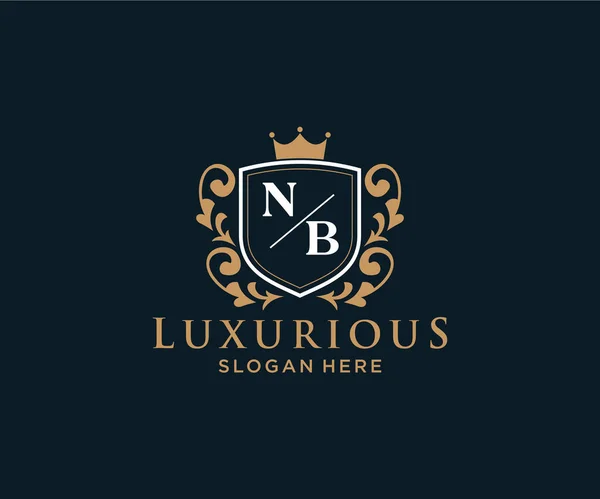 Nb字母Royal Luxury标志模板 用于餐馆 皇家酒店 精品店 咖啡店 希尔迪奇酒店 时装和其他矢量插图的矢量艺术 — 图库矢量图片