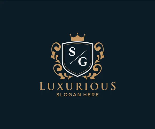 Letter Royal Luxury Logo Template Vector Art Restaurant Royalty Boutique — Vetor de Stock