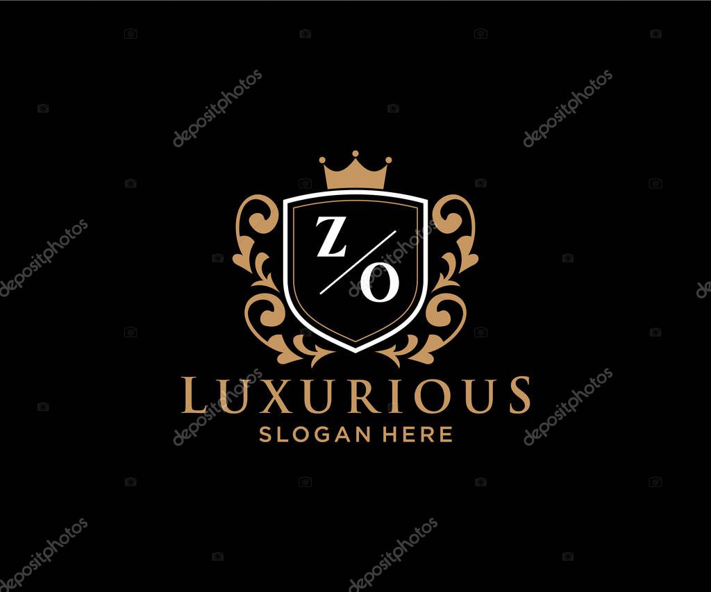 ZO Letter Royal Luxury Logo template in vector art for Restaurant, Royalty, Boutique, Cafe, Hotel, Heraldic, Jewelry, Fashion and other vector illustration.