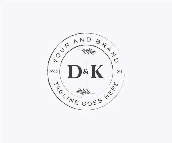 Dkフラワーフレーム 植物女性編集可能なPremadeモノラインユニークな装飾用グリーティングカード 結婚式の招待状 — ストックベクタ