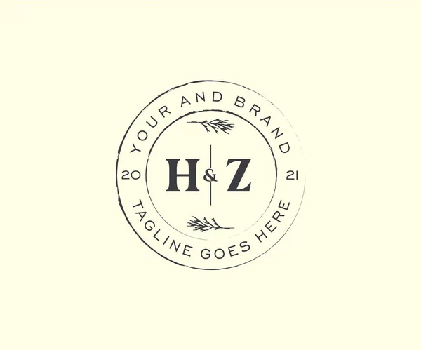 Hzは花のフレームを手紙 植物女性編集可能なPremadeモノラインユニークな装飾用グリーティングカード 結婚式の招待状 — ストックベクタ