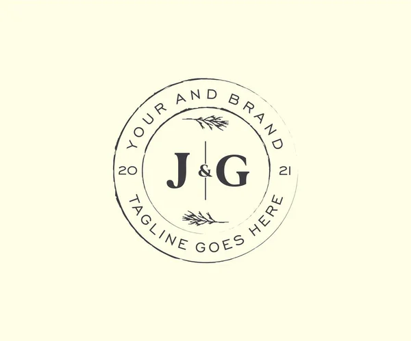 Jgはフラワーフレームを送る 植物女性編集可能なPremadeモノラインユニークな装飾用グリーティングカード 結婚式の招待状 — ストックベクタ