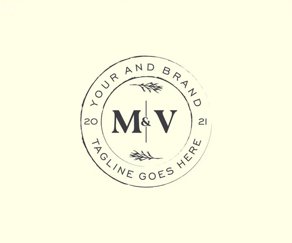 Mvはフラワーフレーム 植物女性編集可能なPremadeモノラインユニークな装飾用グリーティングカード 結婚式の招待状 — ストックベクタ