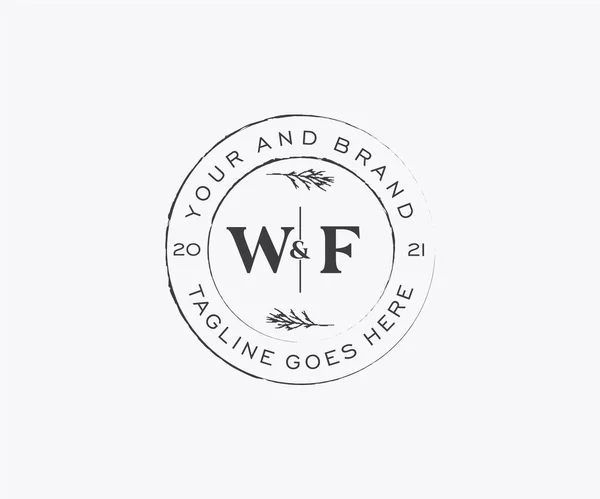 Wf文字の花のフレーム 植物女性編集可能なPremadeモノラインユニークな装飾用グリーティングカード 結婚式の招待状 — ストックベクタ
