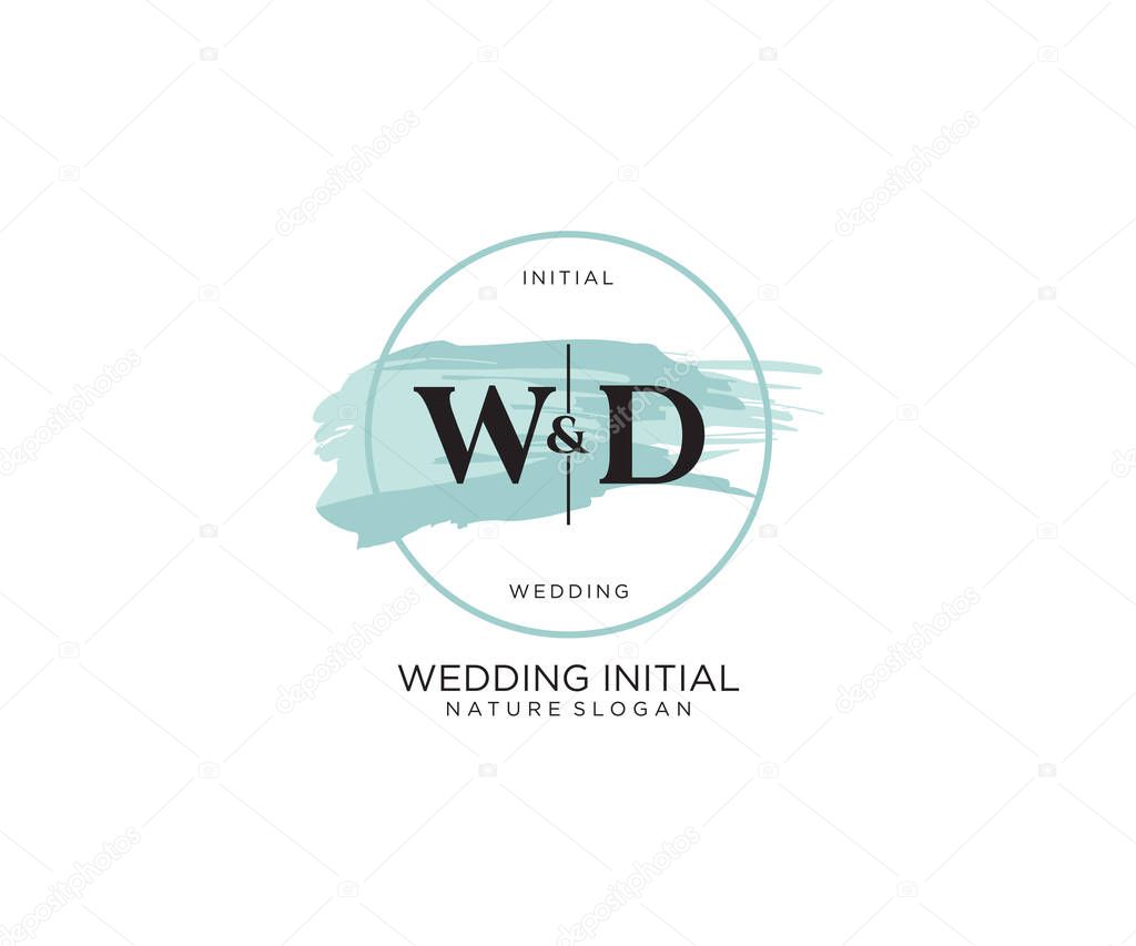 WD Letter Beauty vector initial logo, handwriting logo of initial signature, wedding, fashion, jewerly, boutique, floral and botanical with creative template for any company or business.
