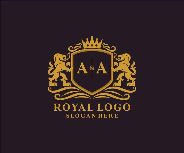 Mektup Aslanı Kraliyet Logosu Restoran Kraliyet Butik Cafe Otel Heraldic — Stok Vektör
