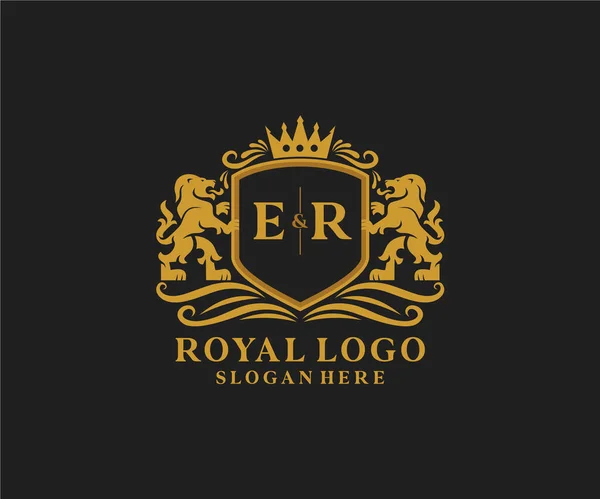 Letter Lion Royal Luxury Logo Template Arte Vettoriale Ristorante Royalty — Vettoriale Stock