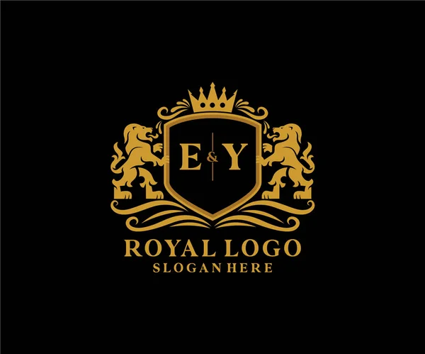 Letter Lion Royal Luxury Logo Template Vector Art Restaurant Royalty — Stock Vector