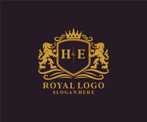 Letter Lion Royal Luxury Logo Template Arte Vettoriale Ristorante Royalty — Vettoriale Stock