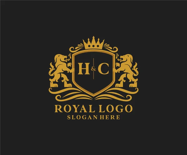 Mektup Aslanı Kraliyet Logosu Restoran Kraliyet Butik Cafe Otel Heraldic — Stok Vektör
