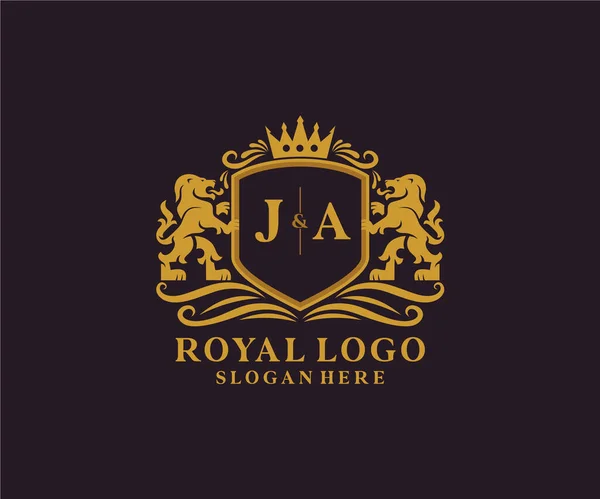 List Lion Royal Luxury Logo Szablon Sztuce Wektorowej Dla Restauracji — Wektor stockowy