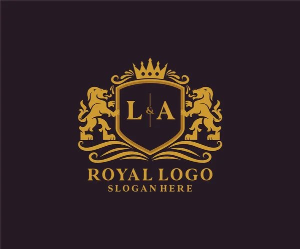 Letter Lion Royal Luxury Logo Template Arte Vettoriale Ristorante Royalty — Vettoriale Stock