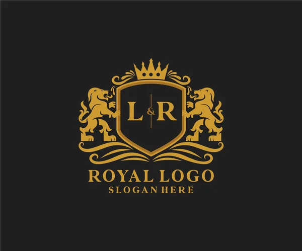 Letra Lion Royal Luxury Logo Plantilla Arte Vectorial Para Restaurante — Vector de stock