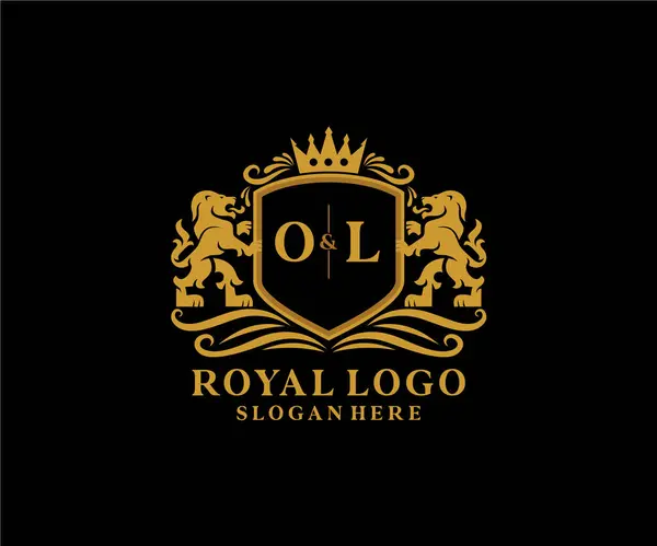 Letter Lion Royal Luxury Векторное Искусство Ресторанов Роялти Бутиков Кафе — стоковый вектор