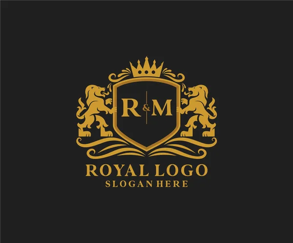 List Lion Royal Luxury Logo Szablon Sztuce Wektorowej Dla Restauracji — Wektor stockowy