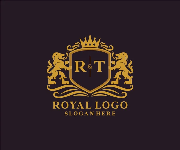Letter Lion Royal Luxury Logo模板 用于餐馆 皇家饭店 精品店 咖啡店 Heraldic — 图库矢量图片