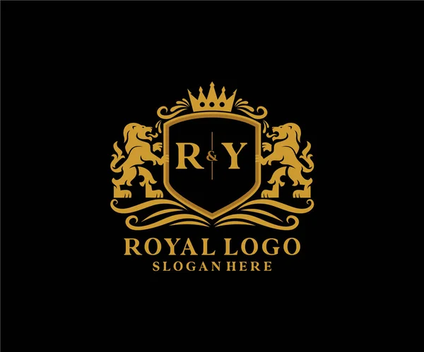 Letter Lion Royal Luxury Векторное Искусство Ресторанов Роялти Бутиков Кафе — стоковый вектор