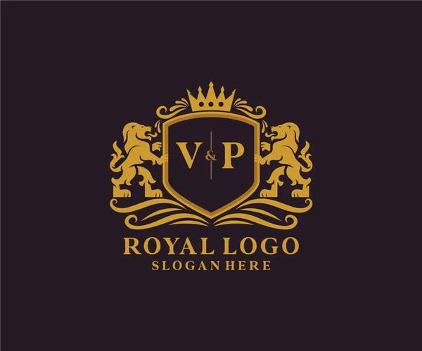 Letter Lion Royal Luxury Logo Template Vector Art Restaurant Royalty — Stock Vector