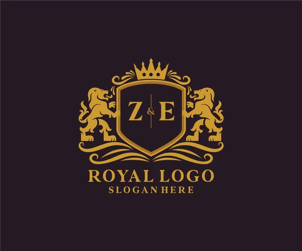 Letter Lion Royal Luxury Logo Template Arte Vettoriale Ristorante Royalty — Vettoriale Stock