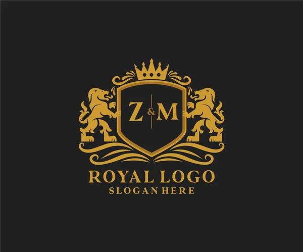 Leão Leão Real Logotipo Luxo Modelo Arte Vetorial Para Restaurante — Vetor de Stock