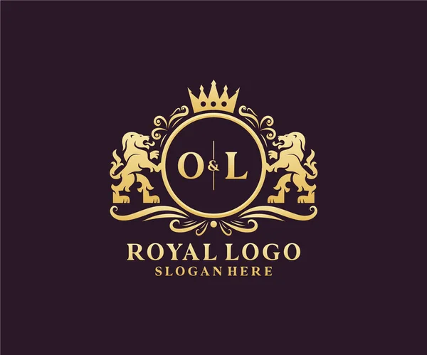 Letter Lion Royal Luxury Logo Template Arte Vettoriale Ristorante Royalty — Vettoriale Stock