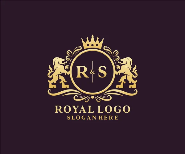 Letter Lion Royal Luxury Logo模板 用于餐馆 皇家饭店 精品店 咖啡店 Heraldic — 图库矢量图片