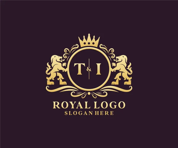 Letter Lion Royal Luxury Logo Template Arte Vettoriale Ristorante Royalty — Vettoriale Stock