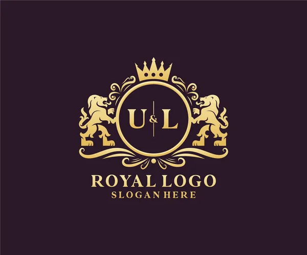 Carta Lion Royal Luxury Logo Plantilla Arte Vectorial Para Restaurante — Vector de stock