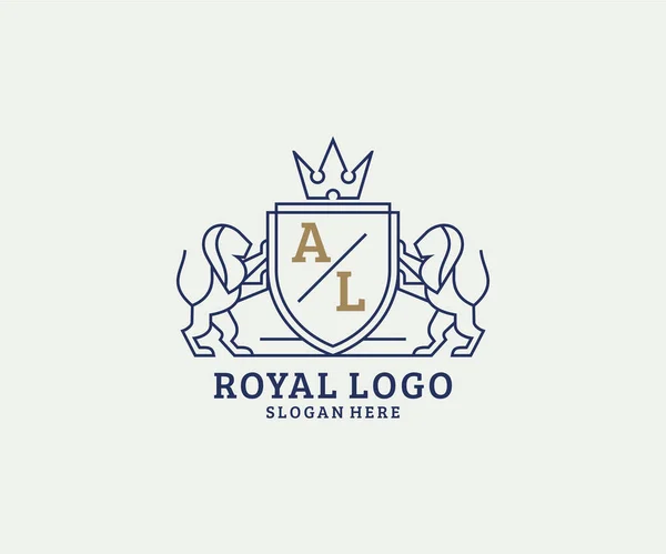 Lettre Lion Royal Luxury Logo Modèle Dans Art Vectoriel Pour — Image vectorielle